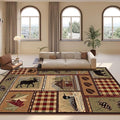 Western Multicolor Wildlife Print Area Rugs for Hallway Luxury Vintage Pine Cone Carpet Non-Slip Rectangular Floor Mat 2'x3'