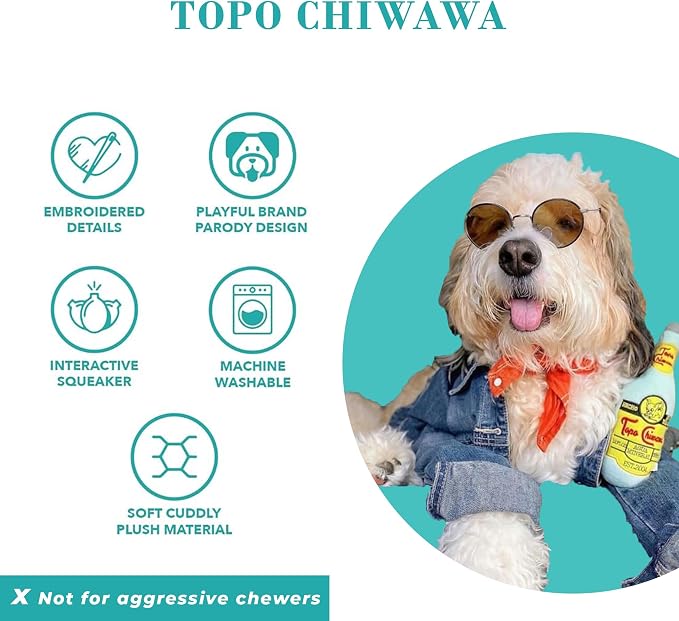 Haute Diggity Dog Topo Chiwawa, Plush Designer Dog Toys with Interactive Squeaker, Stimulating Pet Enrichment, Machine-Washable & Safe Materials for All Breeds, One Size