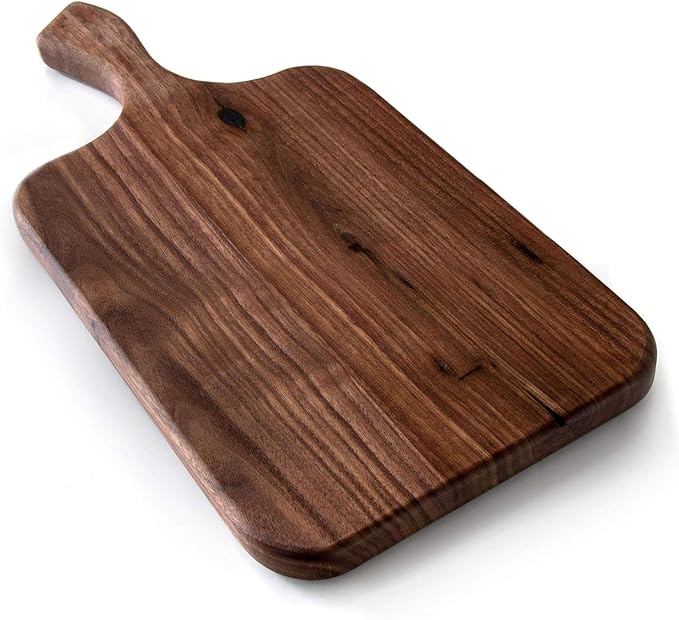 Brazos Home Medium Organic Wood Cutting Board Used for Serving, Chopping Fruit, Vegetables or Meat and as a Charcuterie Platter, Seasoned, Dark Walnut, 13.5 x 7 x .75