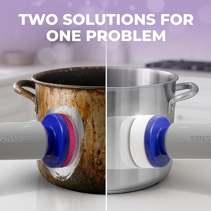Synoshi PRO Electric Spin Scrubber with Magic Sponge, Cone Round and Steel Brushes