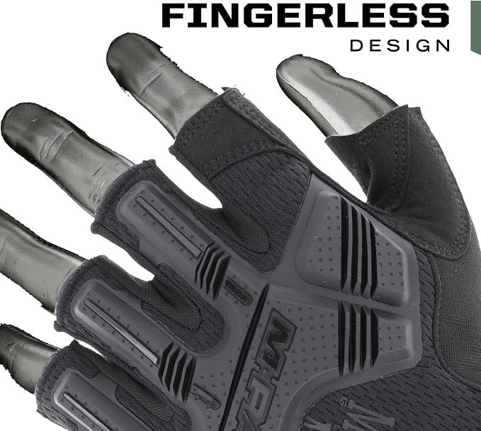 Mechanix Wear M-Pact Fingerless Tactical Impact Resistant Gloves - Impact Protection & Vibration Absorption - Heavy Duty - Machine Washable - Large - Covert Black