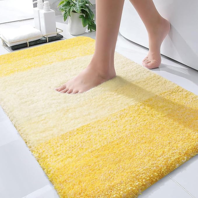 OLANLY Bathroom Rugs Mat 34x21, Extra Soft Absorbent Microfiber Bath Rugs, Rubber Backing, Quick Dry, Machine Washable Bath Mats for Bathroom Floor, Tub and Shower, Home Decor Accessories, Yellow