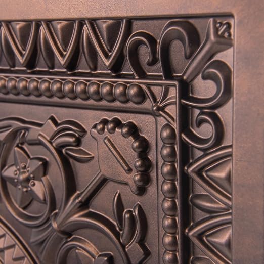 Art3d Drop Ceiling Tiles, Glue up Ceiling Tiles, 2'x2' Plastic Sheet in Antique Copper (24-Pack, 96 Sq.ft)