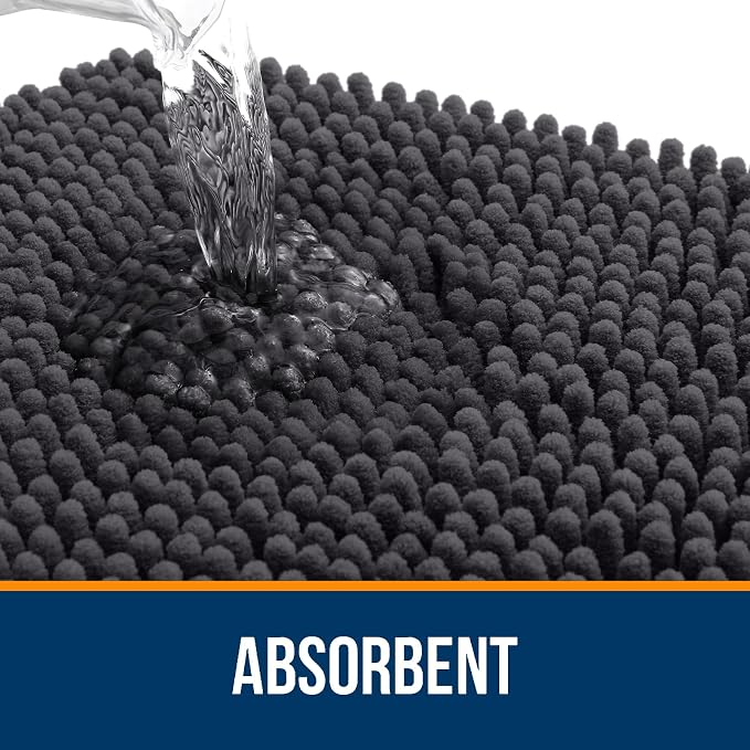 OLANLY Bathroom Runner Rugs 59x24, Soft Absorbent Chenille Bath Rugs, Rubber Backing Quick Dry, Machine Washable Long Bath Mats for Bathroom Floor, Tub and Shower, Home Decor Accessories, Dark Grey