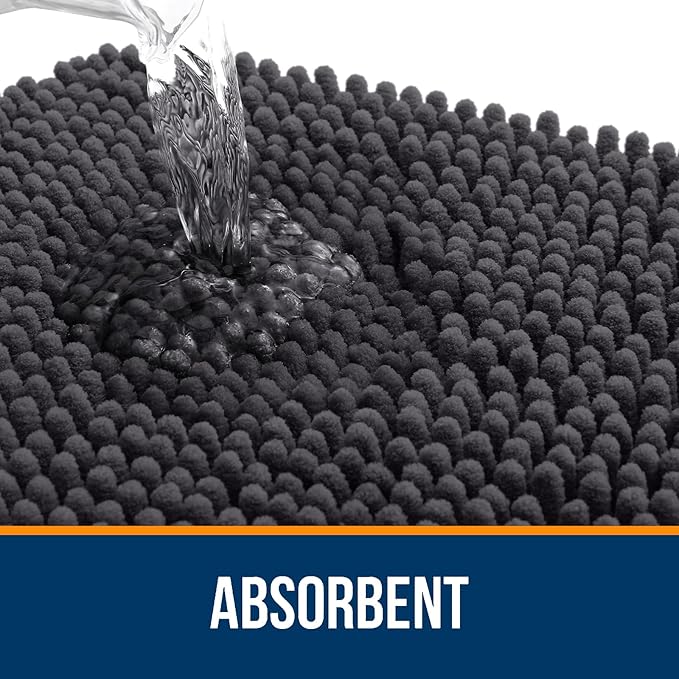 OLANLY Large Bathroom Rugs 70x46, Extra Soft Absorbent Chenille Bath Rugs, Rubber Backing Quick Dry, Machine Washable Bath Mats for Bathroom Floor, Tub and Shower, Home Decor Accessories, Dark Grey
