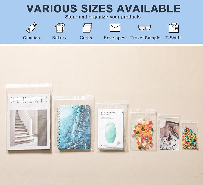 joybest 9 X 12 Inch (1000 Pcs) Clear Plastic Bags, Reclosable Zipper Poly Bags with Resealable Zip Top Lock for Clothing, T-Shirt, Letter Sized Document Storage