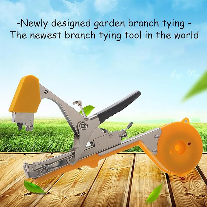 Plant Tying Machine Plant Tying Machine with Green Tape Plant Tape Gun Plant Tying Machine Tool Plant Strapping Machine Garden Agricultural Tools for Grape Tomato Cucumber Vine, Yellow
