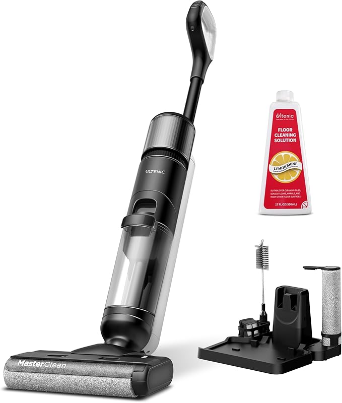 Ultenic Wet Dry Vacuum Cleaner, Cordless Vacuum Mop Combo with Self-Cleaning, 50min Runtime, Smart Mess Detection, Edge Cleaning, LED Display, 3-in-1 Floor Cleaner Machine for Hard Floor, AC1 Elite