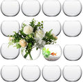 16 Pcs Glass Fish Bowl Round Vase for Centerpiece Bulk Clear Bubble Fish Bowl Decorations Flower with Water Gel Beads for Wedding Floral Floating Filler Home Decorations