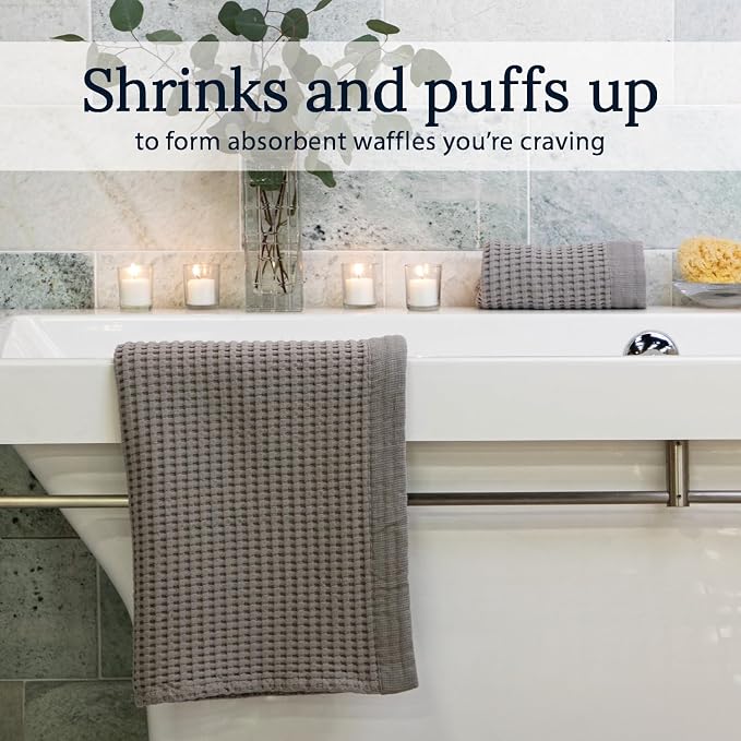 GILDEN TREE Waffle Bath Sheet Quick Dry Towel, Thin Luxury Bath Towels, Bath Sheets 40x80 Large Bath Towels, Modern Style (Pewter)