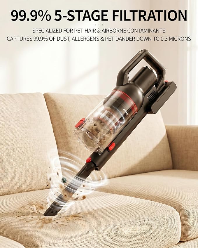 Pet Cordless Stick Vacuum Cleaner, 1L Dust Cup | LED Headlights, Removable Handheld Vac, Crevice Tool | Portable Vacuum for Pet Hair | Carpet & Hard Floors | 50-Min Runtime