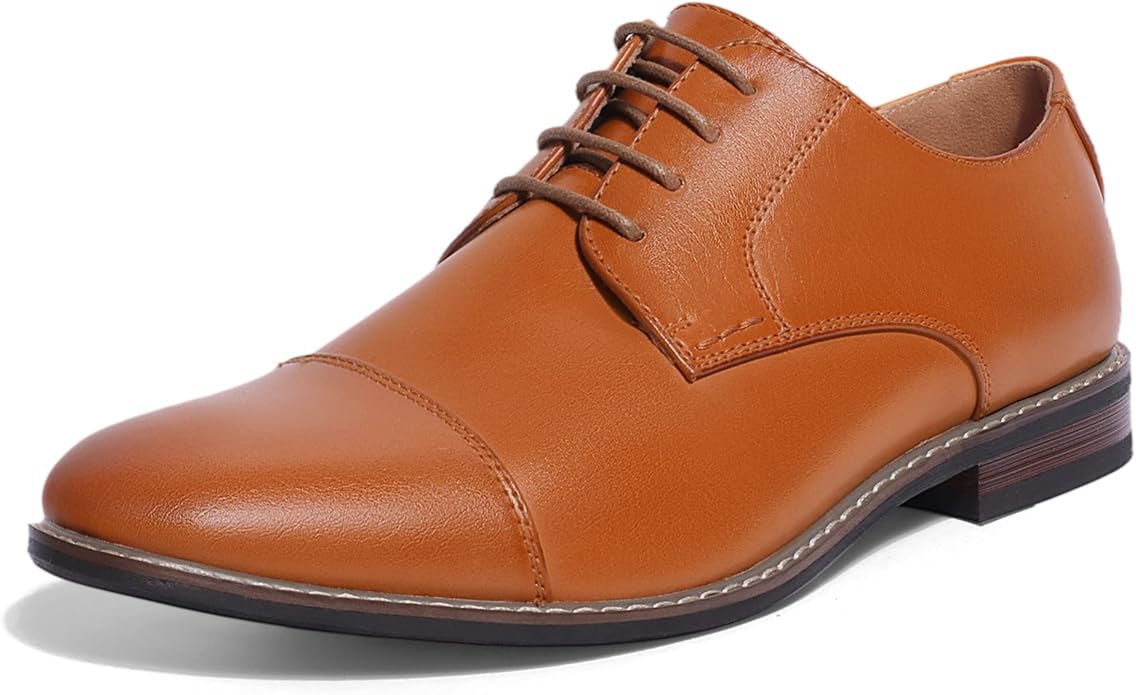 Mens Classic Cap Toe Dress Shoes Oxford for Office | Polished PU Outer Shell,Ventilated Comfortable Latex Insole. Formal Footwear Suited for Office Engagements ,Outings,Weddings