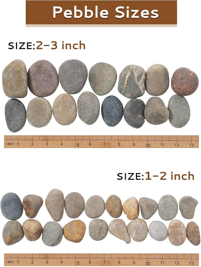 Natural River Rocks-20 lbs of Pebbles and River Stones,2-3 Inch Plant Rocks for Landscaping,Garden Paving,Crafting,Walkways,and Outdoor Decorative Stone,Mexican Beach River Rocks