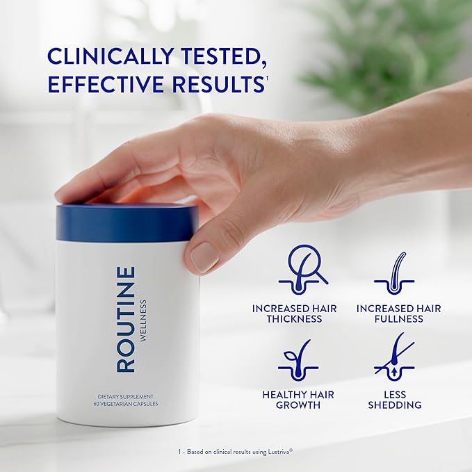 Routine Wellness Hair Thinning System, Anti-Thinning Shampoo & Conditioner Set Coconut & Vanilla + Hair Growth Supplement, Clinically Tested to Support Hair Growth