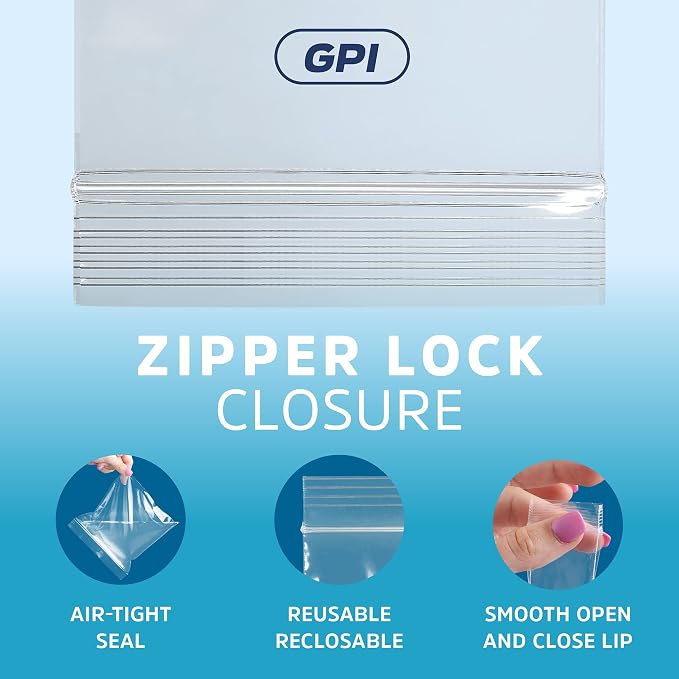GPI - Extra-large Zip Bags, 14" x 20" Large Reclosable Lock Zip Bags, Clear Plastic Zipper Storage Bags with Zip Top Lock for Freezer, Apparel, Clothing, Food, Supplies - 1000 Count