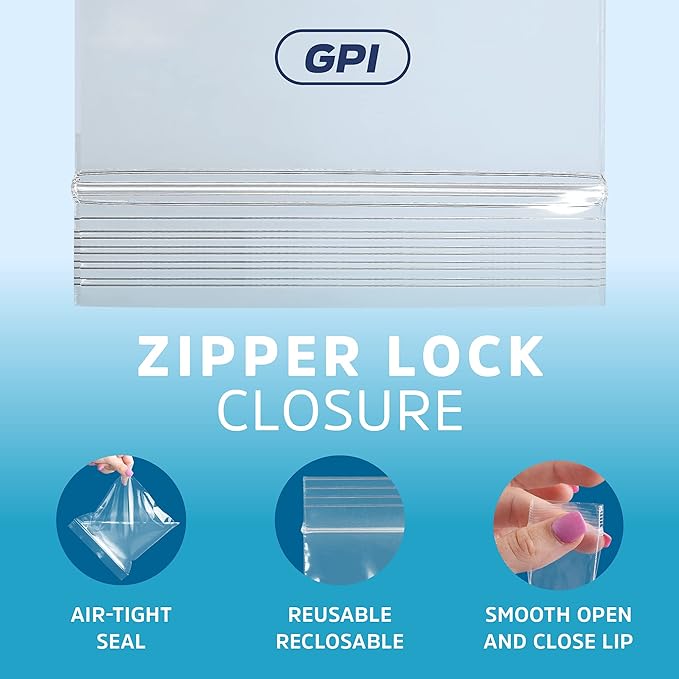 10" x 12" Heavy-duty 1 Gallon Zip Bags - 200 Count - Clear Plastic Reclosable Zipper Baggies, 4 Mil Freezer Storage Poly Bags, for Packaging Food, Tools & Sharp Objects.