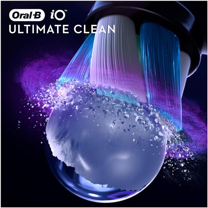 Oral-B iO Ultimate Clean Electric Toothbrush Head, Twisted & Angled Bristles for Deeper Plaque Removal, Black - 8 Pack