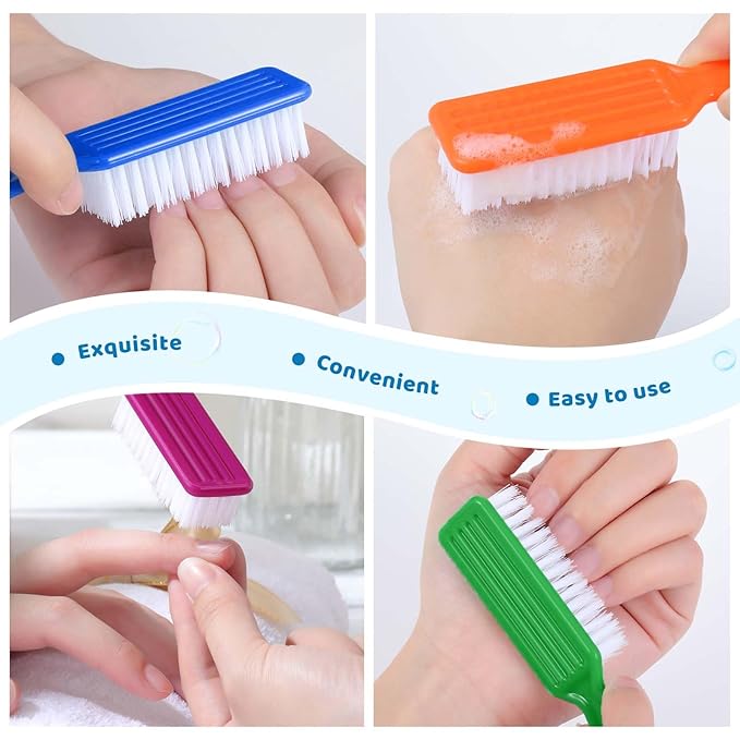 Patelai 200 Pcs Handle Grip Nail Brush Bulk Fingernail Brushes Pedicure Brush for Feet, Toes and Cleaning Fingernail(6 Colors)