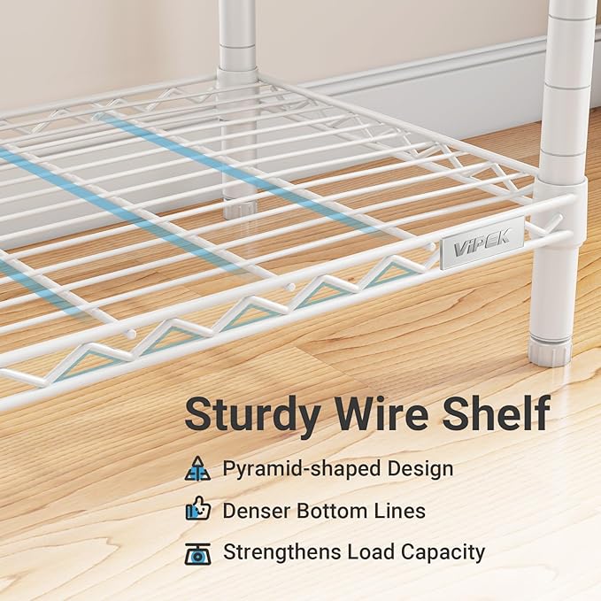 VIPEK V5 Portable Closet Wardrobe Heavy Duty Clothes Rack, Freestanding Clothing Racks with 4 Hang Rods & 8 Shelves, Adjustable Custom Closet Racks, 68.9" L x 15.7" W x 76.4" H, Max Load 890LBS, White