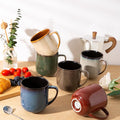 LERATIO Ceramic Coffee Mugs Set of 6,12oz Handmade Coffee Mugs Set | Large Handle for Cappuccino/Latte/Tea/Hot Cocoa,Oven &Dishwasher & Microwave Safe-Colorful