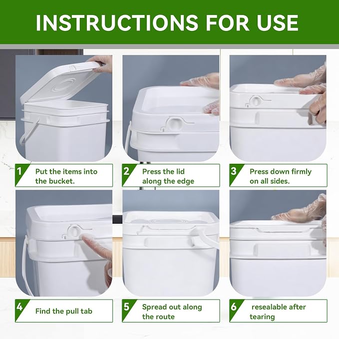 34 oz Food Storage Buckets with Lids, 4 Pack Square BPA Free Plastic Containers with Handles and Labels for Snacks, Meal Prep, Pantry and Freezer (White)