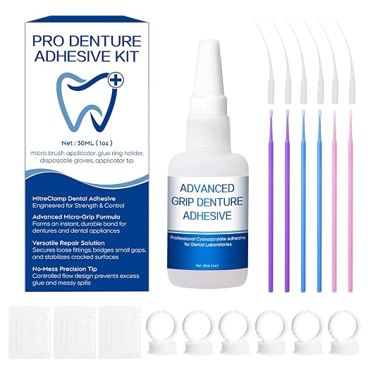 Dental Lab Instant Bonding Glue for Dentures & Lab Tools – Fast-Setting in 15–60 Sec | Denture Crack Repair & Gap Filling | Controlled Gel Formula | 1oz