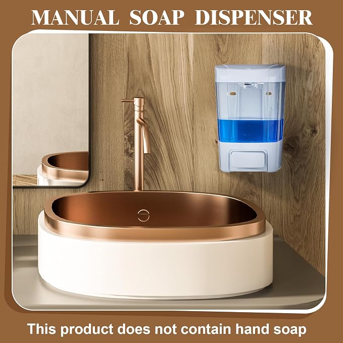 Hushee 4 Pcs Plastic Wall Mounted Soap Dispenser Commercial Manual Soap Containers Wall Dispenser for Kitchen Shower Hotel Liquid Shampoo Gel Chamber(27 oz 800 ml,White)