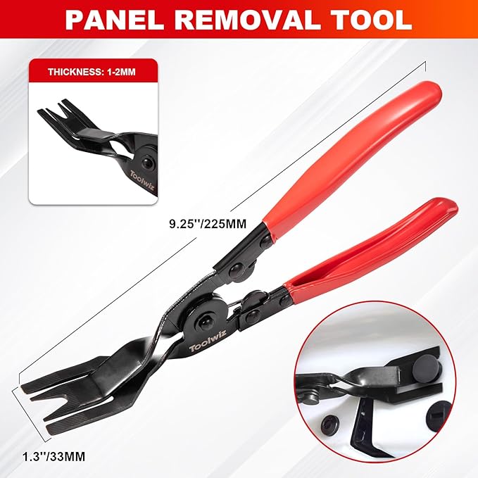 Toolwiz 6 pcs Fuel Line Pliers Set, Hose Clamp Plier, Panel Removal Tool, Hose Removal Plier, 30 Degree Push Pin Pliers, 2 pc 9" Electrical Disconnect Tool for Automotive Repair with Storage Bag