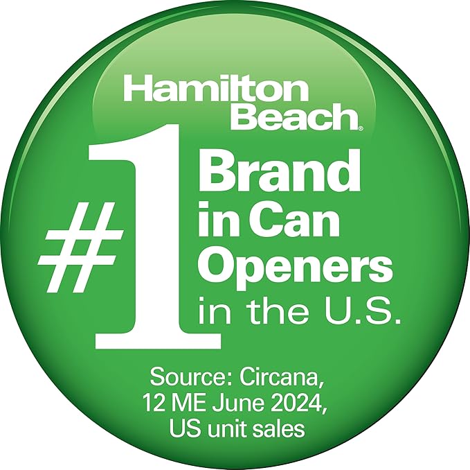 Hamilton Beach Smooth Touch Electric Can Opener With Easy Push Down Lever | Opens All Standard, Extra-Tall & Pop-Top Cans | Includes Bottle Opening Accessory | Built-In Knife Sharpener | Black | 76608