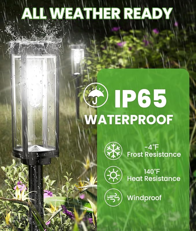 BITPOTT Bright Solar Pathway Lights, 12 Pack Solar Garden Lights Outdoor Waterproof IP65, Auto On/Off Outdoor Light Decorative Landscape Lighting for Walkway Driveway Lawn Patio Yard