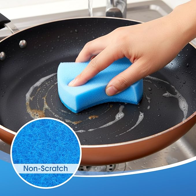 Tioncy 120 Pcs Individually Wrapped Sponges Bulk Dual-Sided Dishwashing Sponge Non-Scratch Scrub Sponges Dish Scrubber for Kitchen, Restaurant, Washing Dishes, Cleaning, Pots, Pans, Car, Bike