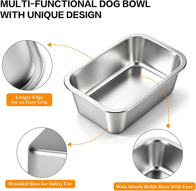1.25 Gallons Stainless Steel Large Dog Water Bowl, Outdoor Dog Water Bowl, High Capacity Metal Dog Food Bowls, for Dog & Cat, Big, X- Large Pet