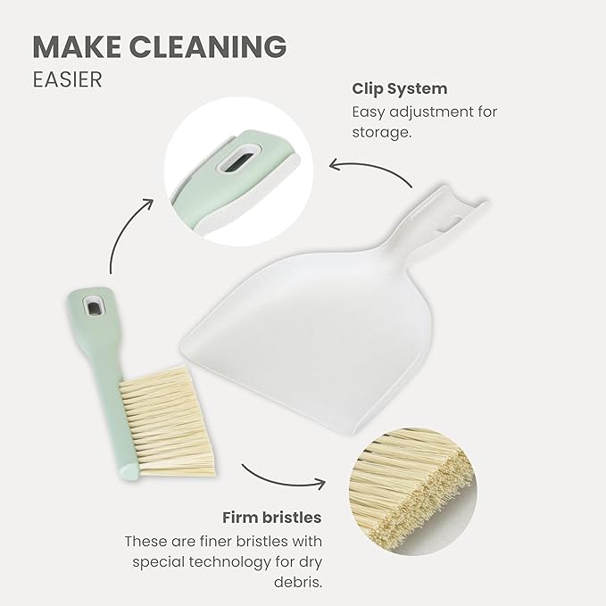 Vigar - Hand Sweeping Set - Includes Brush and Dustpan - ‎19 x 4 x 25.5 cm - ZeroLine - 100% Recyclable Materials - Coupling System - in Grey