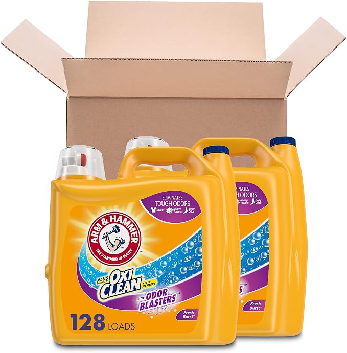 Arm & Hammer Plus Oxiclean Odor Blasters Fresh Burst, Liquid Laundry Detergent, 224 Fl Oz - Pack of 2