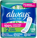 Always Ultra Thin Feminine Pads Without Wings for Women, Size 2, Long Super Absorbency, Unscented, 40 Count x 3 Pack (120 Count Total) (Packaging May Vary)