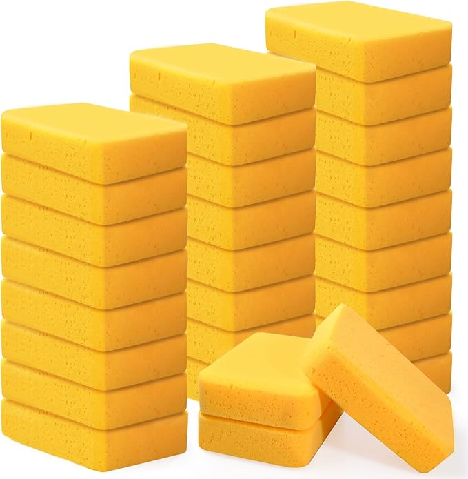 30 Pcs Large Sponges Bulk 7.5 x 5.5 x 1.9 Inch Yellow Grouting Sponge Non-Scratch Scrubber Car Wash Thick Heavy Duty Scrub Sponges Multifunctional Sponge for Cleaning Dishes Car Tile Crafts Supplies