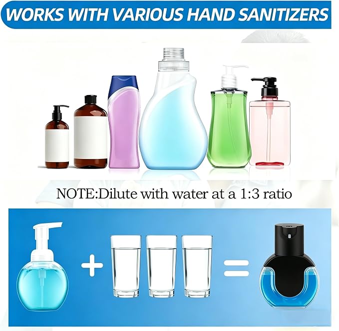 Automatic Soap Dispenser Touchless,Rechargeable Foaming Soap Dispenser,15oz/420ml Smart Hand Soap Dispensers,4-Level Adjustable,Wall Mount for Bathroom Kitchen Dish Soap,Hands-Free (Black)