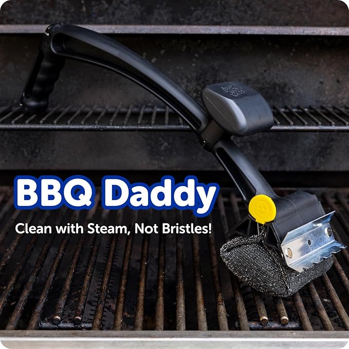 Scrub Daddy BBQ Daddy Grill Cleaner Kit - Bristle Free Grill Brush with Refill + 2 Steel Scour Daddy Grill Sponges - Built-in Grill Scraper - Temperature Controlled Grill Cleaning Tools (4 Count)