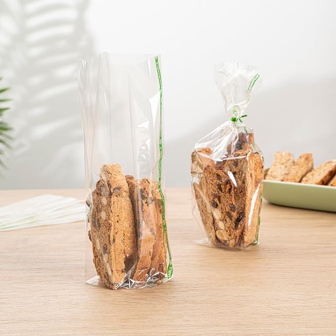 Restaurantware Plastic Gusset Bags 100 Count 2 1/2" x 2" x 9 3/4" Wicker Dispensing Bottom Gusset Clear Plastic Bags Heat Sealable For Sourdough Bread Cookies Pastries For Home Bakers And Bakeries