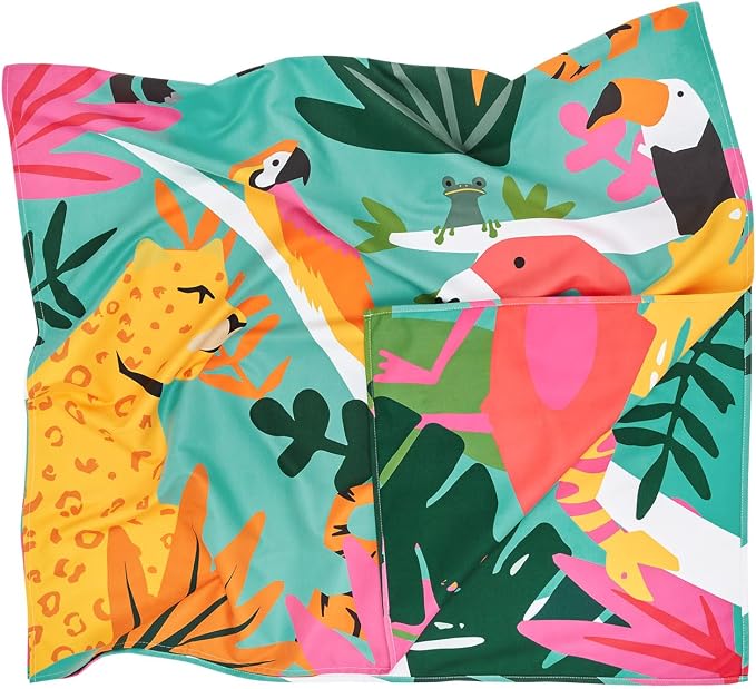 Dock & Bay Beach Towel - Quick Dry, Sand Free - Compact, Lightweight - 100% Recycled - Includes Bag - Wild Things - Extra Large (200x90cm, 78x35)