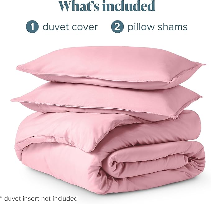 Bare Home Bedding Duvet Cover Queen Size - Premium 1800 Super Soft Collection - Lightweight, Cooling - Soft Breathable Bedding Duvet Cover (Queen, Light Pink)