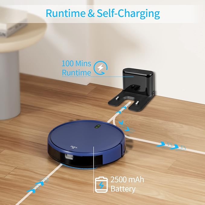 Robot Vacuum and Mop Combo, 2 in 1 Robot Mop and Vacuum, Robotic Vacuum Cleaner with WiFi/App, 2000Pa Suction, 230ML Water Tank, Self-Charging, Slim, Ideal for Hard Floor, Low Pile Carpet, Pet Hair