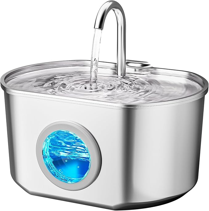 Cat Water Fountain Stainless Steel: 74oz/2.2L Cat Fountain for Drinking | Pet Water Fountain Inside - Automatic Dog Watering Dispenser Bowl - Pet Feeding & Watering Supplies