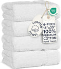 Chakir Turkish Linens 100% Cotton Premium Turkish Towels for Bathroom | 16'' x 30'' (4-Piece Hand Towel, White)