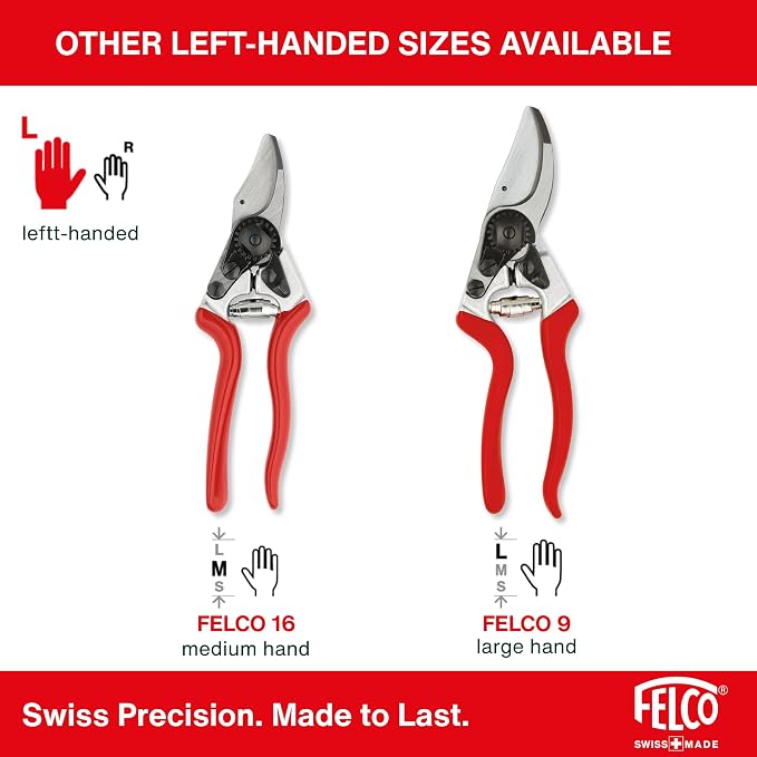 Felco F5 Pruning Shears – 8.9" All Steel Large Swiss-Made Garden Clippers| Hand Pruners for Garden & Landscape | Garden Tool Cutter with Precision Bypass Blade, Forged Aluminum Body, Replaceable Parts