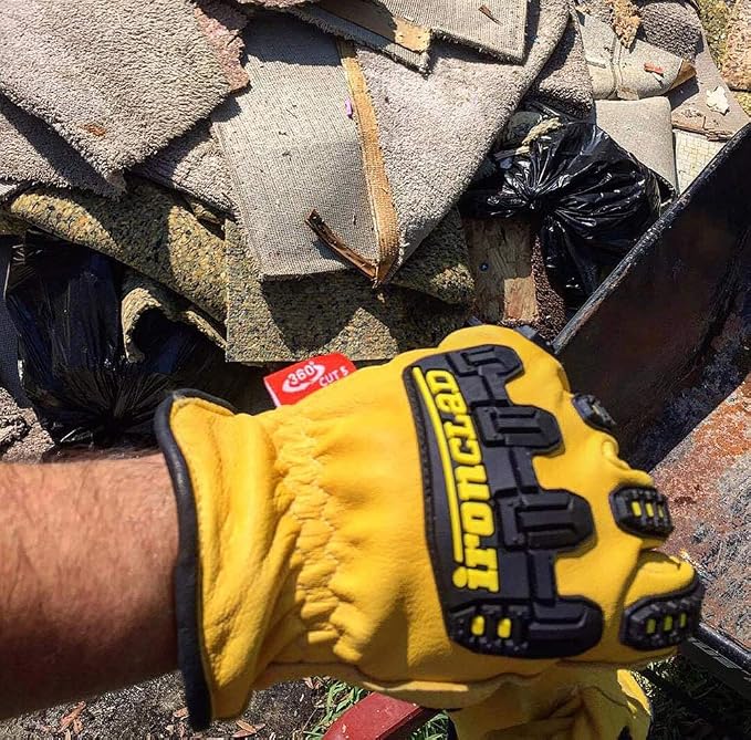 Ironclad Mens Work Glove 360 CUT LEATHER IMPACT, Yellow, 1 Count Pack of US