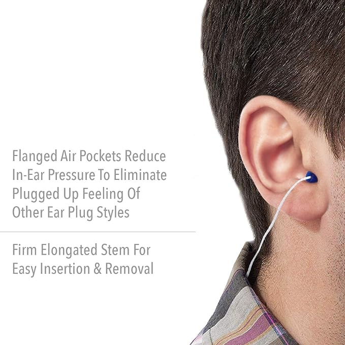 Howard Leight Airsoft Flanged Reusable Earplugs with White Nylon Cord, 100-Pairs (DPAS-30W)
