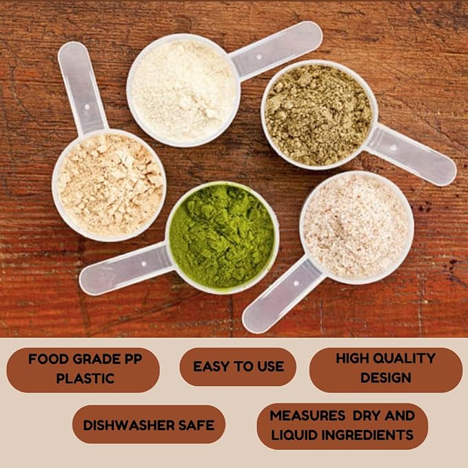 0.625cc Long Handle Measuring Scoop (1/8 Teaspoon/A Pinch / 0.625mL) - Heavy-Duty Plastic Spoon for Powders, Pre-Workout, Supplements, and Spices, 5-Pack