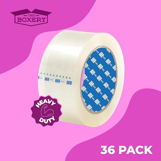 The Boxery 2" x 110 Yards Clear Packing Tape – 36 Roll Carton – Strong Industrial Grade Adhesive for Shipping, Moving & Packaging – Heavy Duty 2.2 Mil Box Sealing Tape