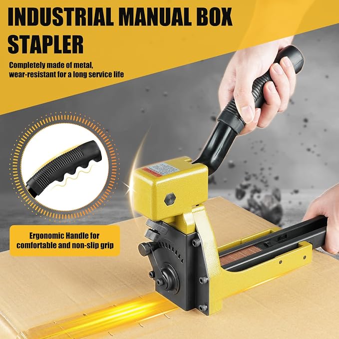 HB3518 Manual Carton Closing Stapler 16 Gauge 1-3/8" Crown | 3/4" Length Carton Staples, Carton Stapler, Corrugated Carton Staple Gun for Closing Cartons Folding Boxes